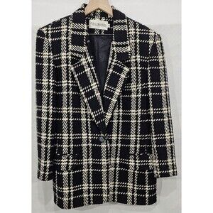 Vintage 90’s JH Collectibles Black and White Plaid Blazer